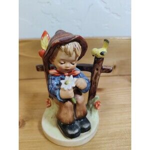 HUMMEL GOEBEL 174 "She Loves Me, She Loves Me Not" Boy By Fence, Daisy, 4”